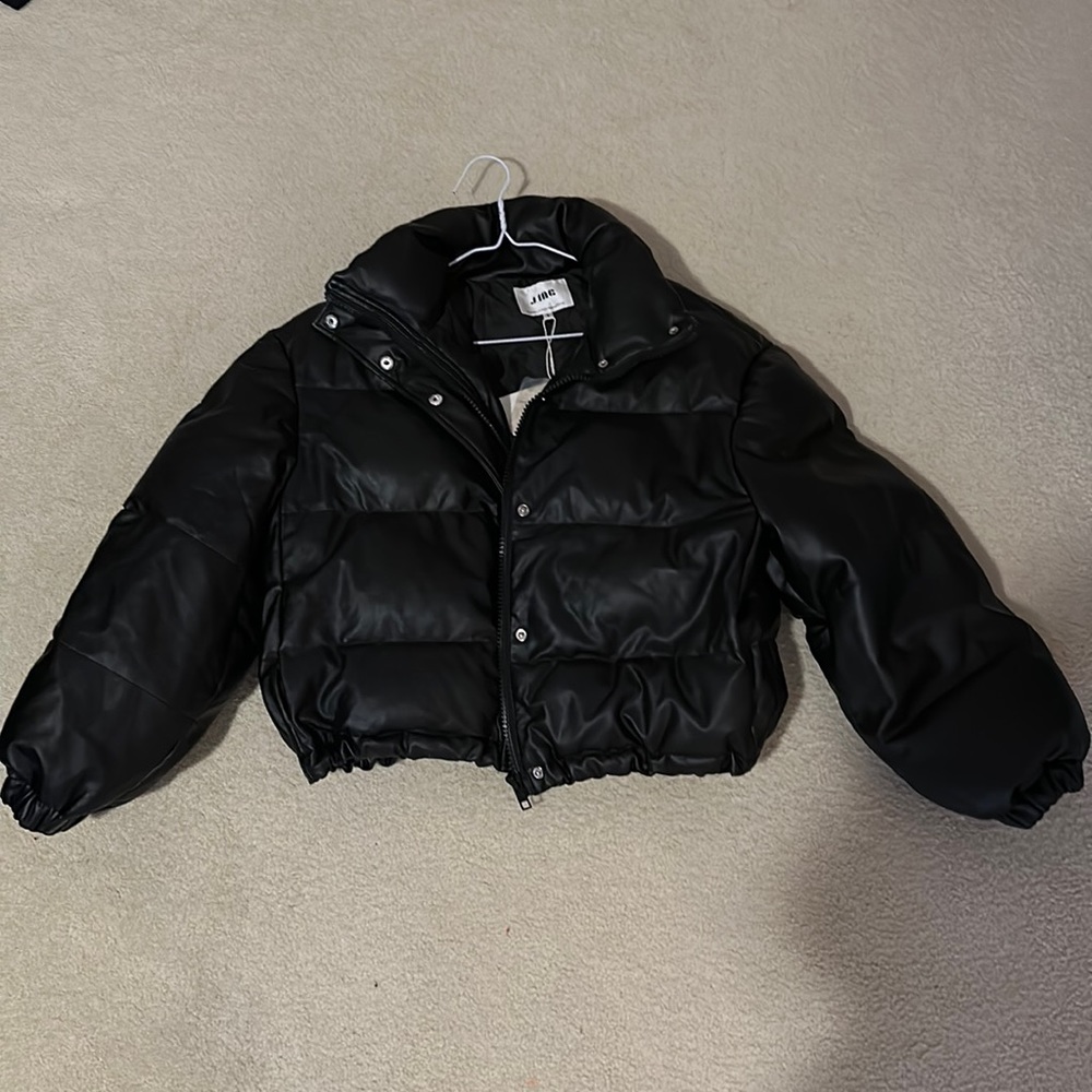 J.ING Faux Leather Puffer Coat